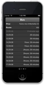 Screenshots of iPhone with LaunchPad Bus Schedule