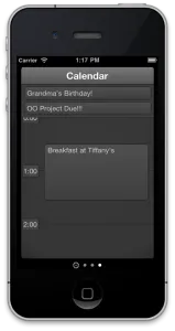 Screenshots of iPhone with LaunchPad Calendar