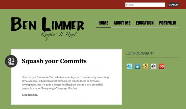 Screenshot of old WordPress blog