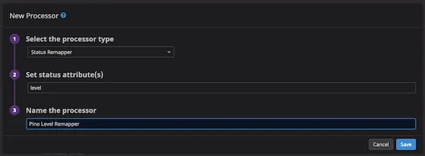 screenshot of the datadog UI creating a new processor
